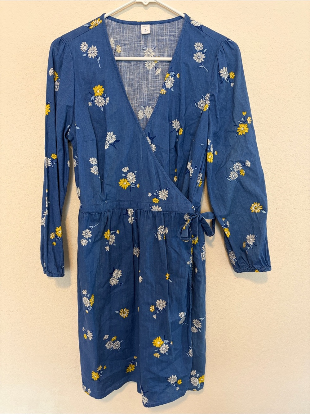 Old Navy Blue Floral Open-Front Trench Coat